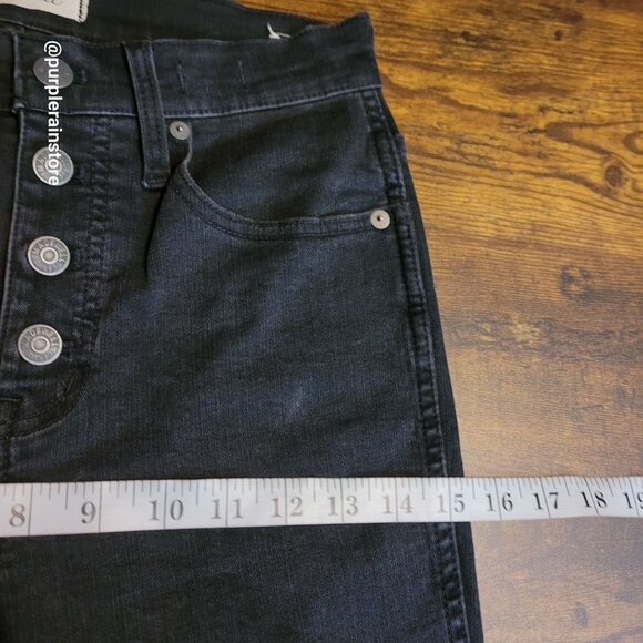 Madewell Jeans 26 Button Fly 10" Hi Rise Skinny Tummy Control Black Wash Denim - Picture 7 of 11